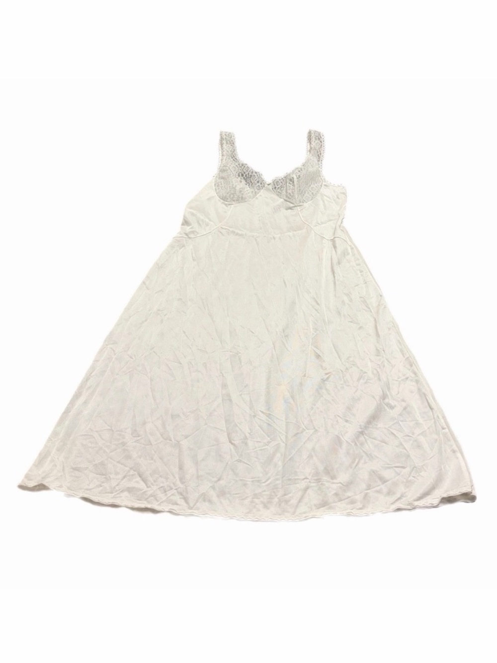70s/80s European Vintage Triumph Silky Lace Cup Midi Slip Dress (Ivory) Size M/L